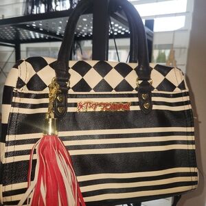Betsey Johnson Black and White Checkered Satchel